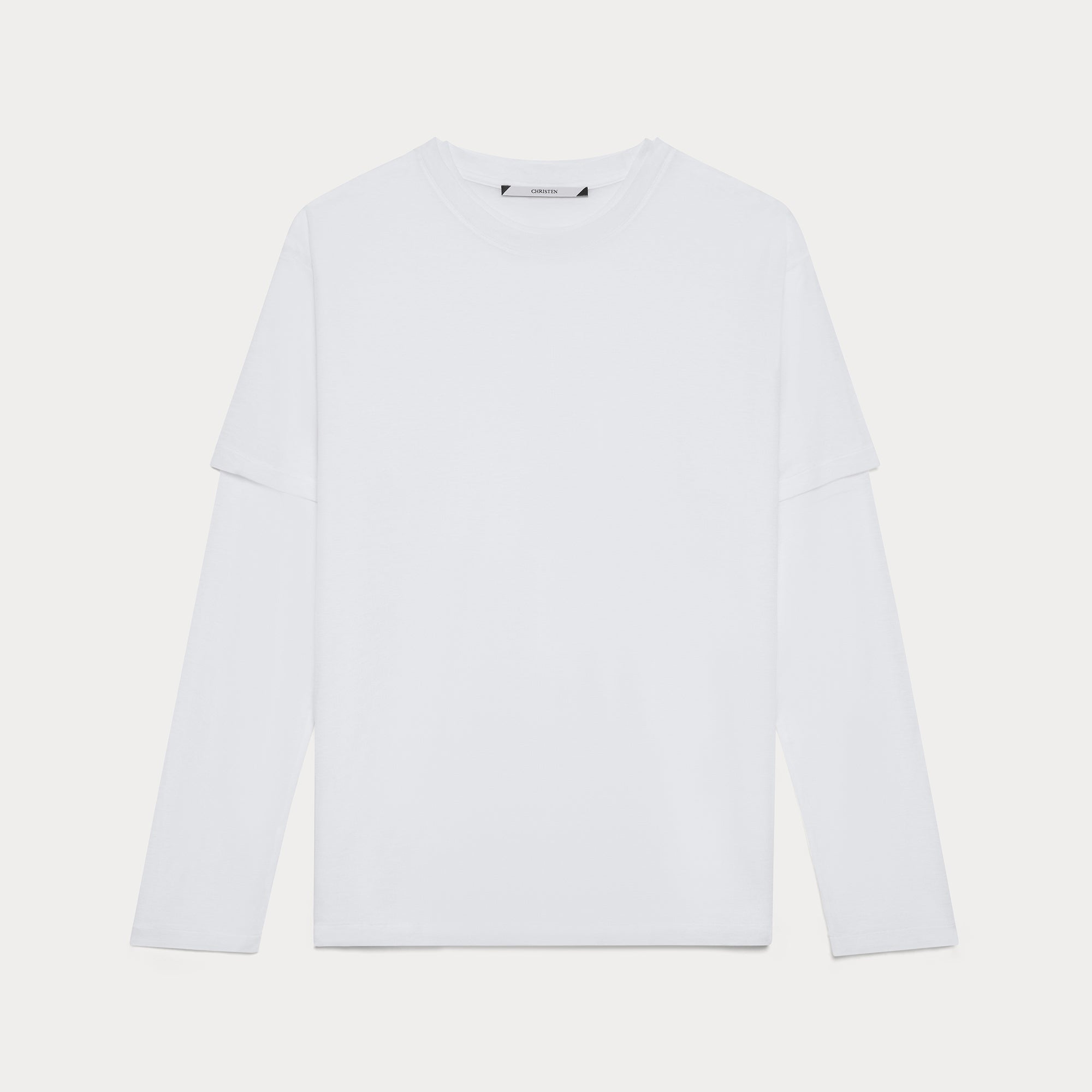 CHRISTEN TRANSPARENT DOUBLE LAYER T-SHIRT IN WHITE