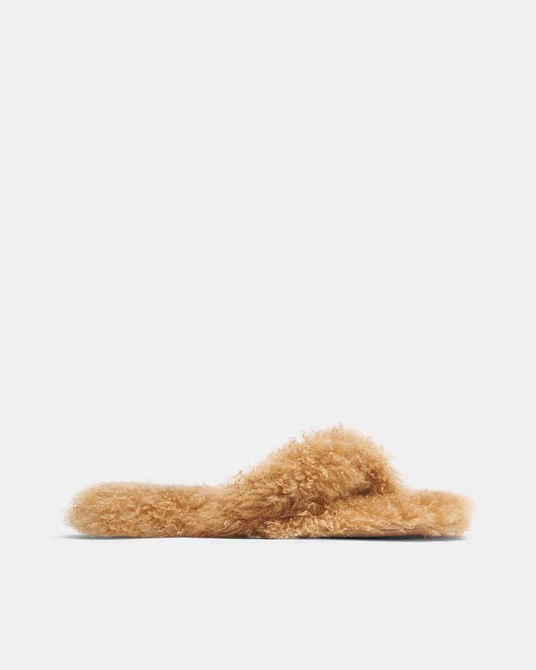 HOME SLIPPER IN APRICOT CASHMERE GOAT SHEARLING WITH NUBUCK LEATHER SOLE
