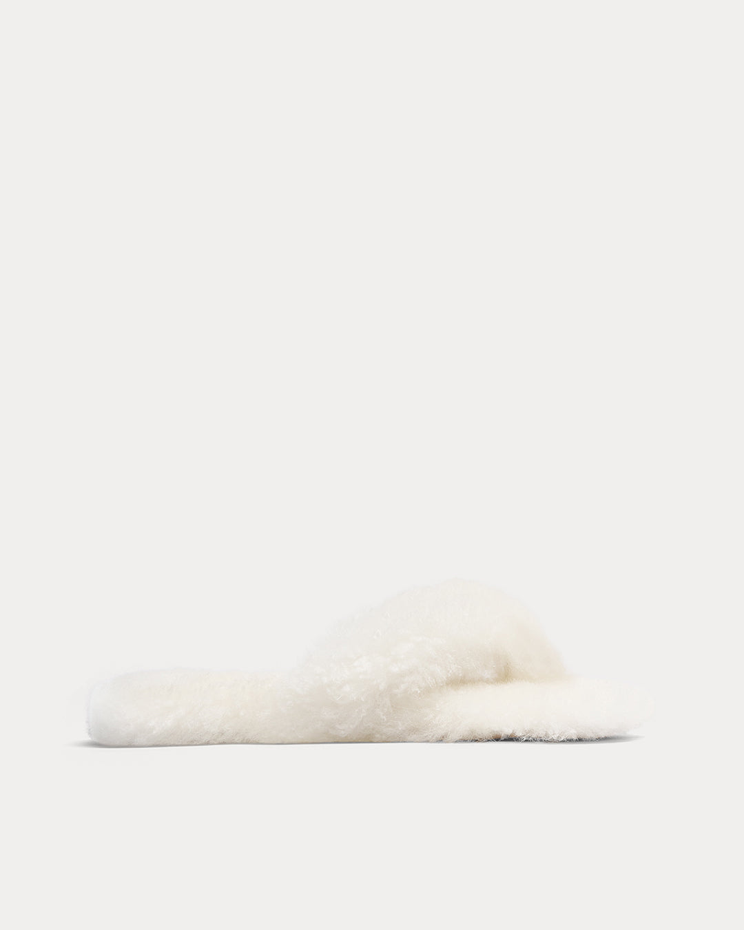 HOME SLIPPER IN IVORY CASHMERE GOAT SHEARLING WITH NUBUCK LEATHER SOLE