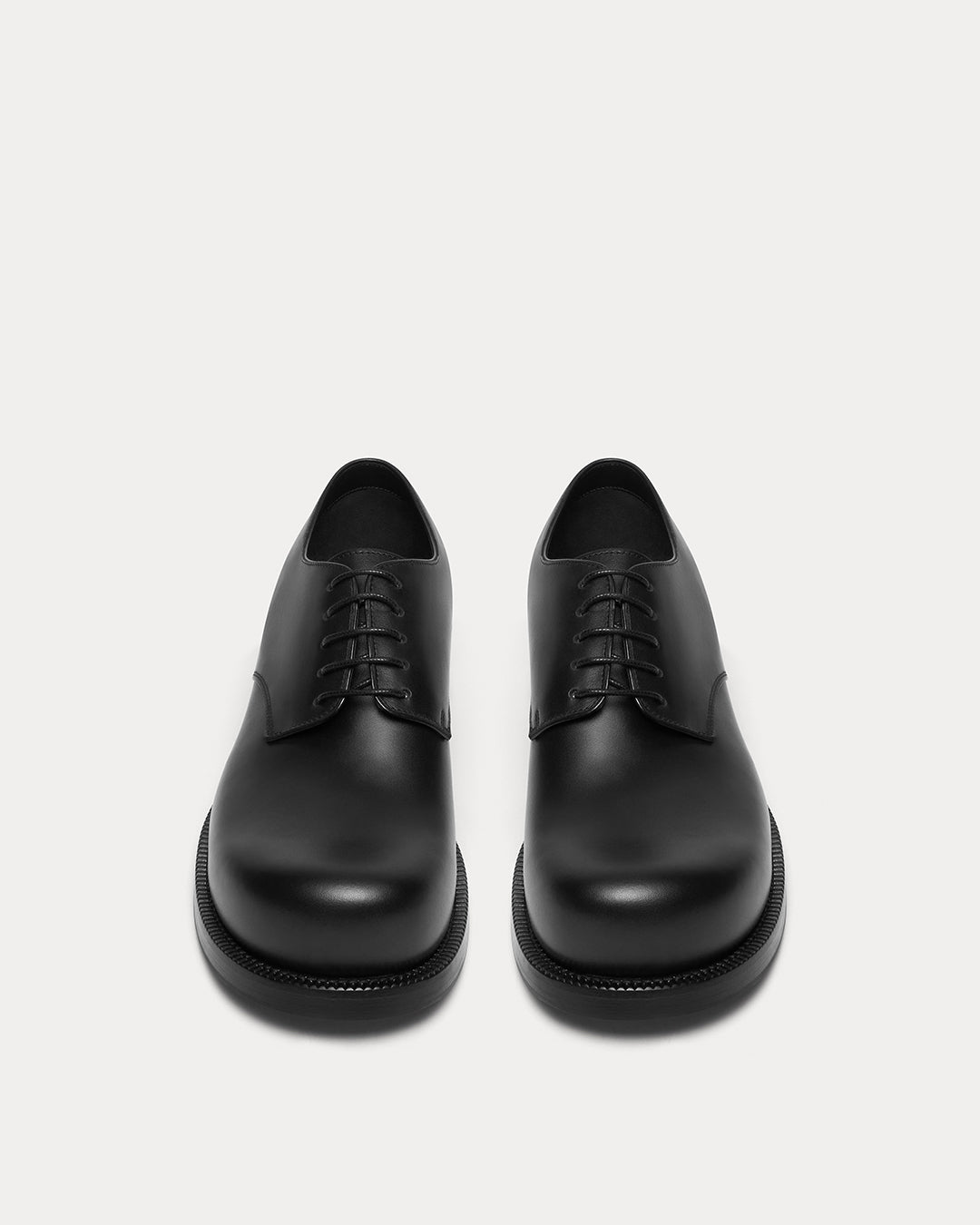 BLACK CALF LEATHER CHUNKY ROUND-TOE DERBY BY CHRISTEN, MADE IN ITALY