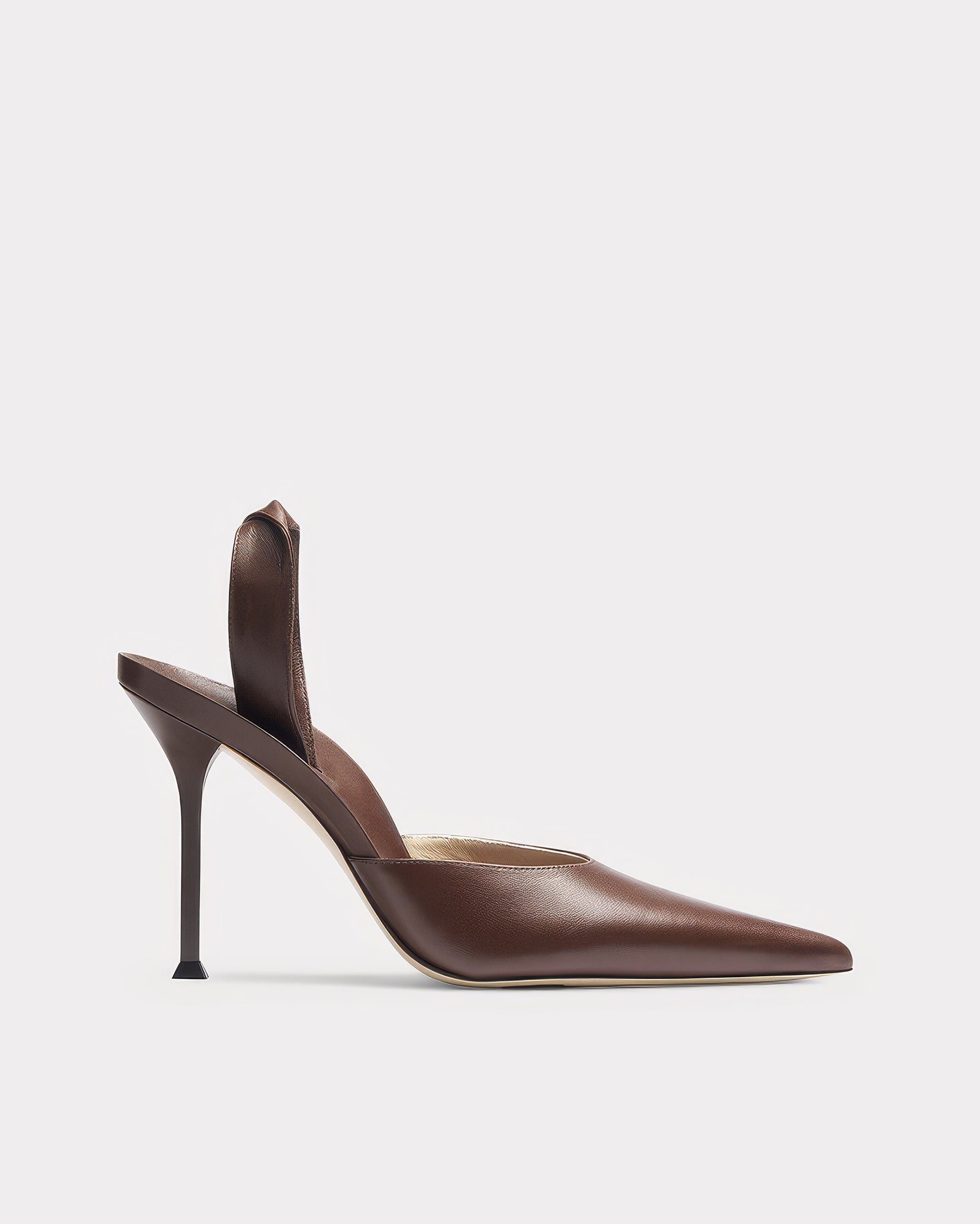 HELIX SLING BACK PUMP IN LACQUER BROWN VENEZIA LAMBSKIN WITH 95MM WET-LOOK LACQUERED HEEL
